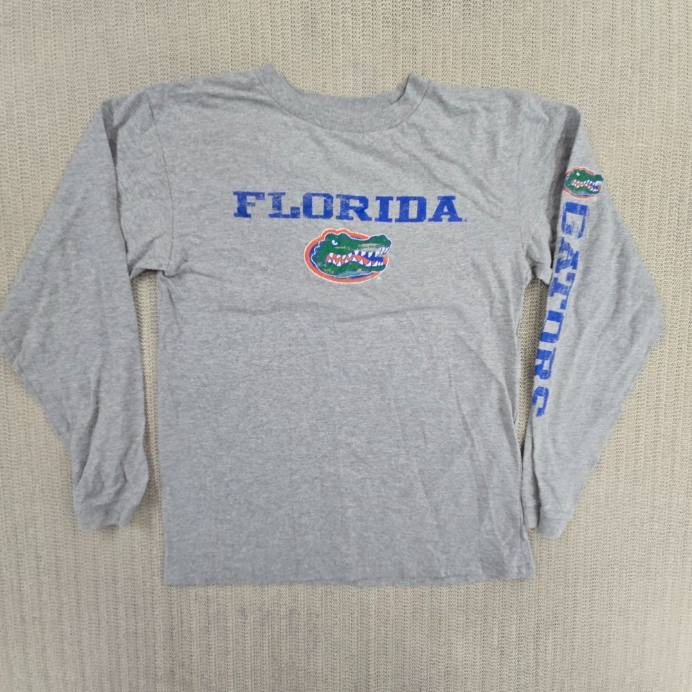 Florida Gators Shirt Youth Boys 10/12 Gray Long Sleeve Graphic SEC Football